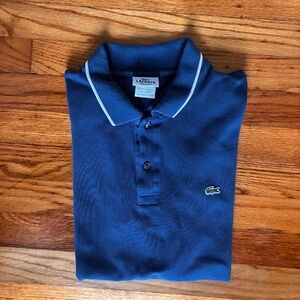 Men's blue/white tipped Lacoste polo shirt s=XL